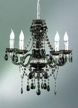 Люстра 5-ламповая люстра 52см с черными хрустальными подвесками из акрила Reality Leuchten