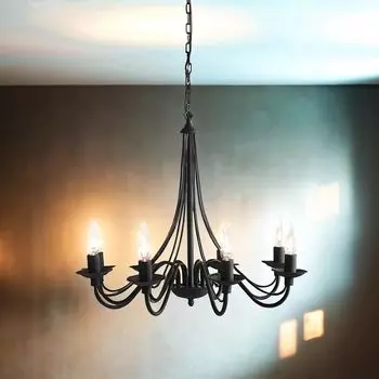 Люстра черная E14 65 см, металлический подвесной светильник в деревенском стиле Licht-Erlebnisse, черный