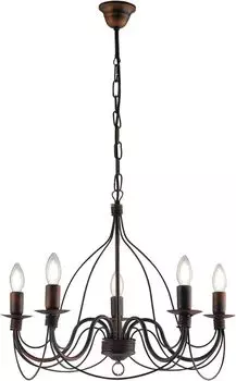 Люстра Канделябр, ржавый цвет, 5 лампочек LUTEC, мультиколор