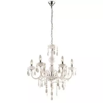 Люстра, кристаллы, 6 ламп, белый, хром, В 166 см etc-shop