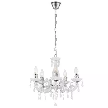 Люстра, люстра, кристаллы, белый, 5 ламп, В 128 см etc-shop