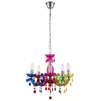 Люстра, люстра, кристаллы, разноцветные, 5 ламп, В 128 см Globo Lighting
