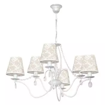 Люстра подвесная, 6-рожковая E14, тканевый металлический абажур с цветочным узором, романтический подвесной светильник для столовой, гостиной Licht-Erlebnisse