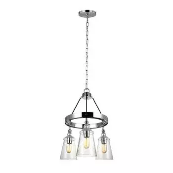 Люстра QUINTIESSE Loras E27 3x40W сталь, хром, прозрачное пузырьковое стекло Высота: 58,4 см 47,9 см с диммированием, регулировкой по высоте Elstead Lighting