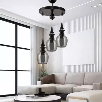 Люстра Safir Light Pera из дымчатого стекла, 3 предмета - черный