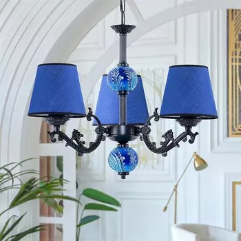 Люстра Safir Light Zamak Blue Hat, состоящая из 3 частей, детальная, черная