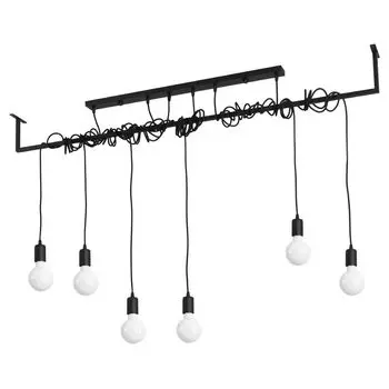 Люстра SALAMANCA 6 черная 6xE27 60Вт ткань, сталь 150x10x150см Sollux Lighting