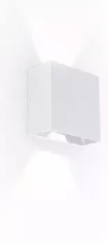 LUTEC Светодиодный настенный светильник для наружного освещения "GEMINI BEAMS", источник света, светодиодный модуль | Прочно встроенный светодиод, регулируемый световой луч Высота: 11 см, цвет matt weiss