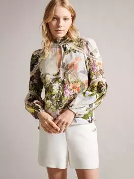 Luuciaa Блузка с высоким воротником и отделкой лесенкой Ted Baker, мульти