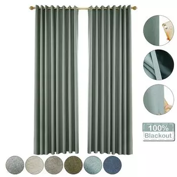 Люверсы для штор, непрозрачная оконная штора, затемняющая оконная штора для гостиной, спальни, темно-синяя, 134 x 240 см easy home, серый