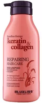 Luxliss Keratin & Collagen, восстанавливающий шампунь для волос, 500 мл