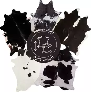 LUXOR живой меховой коврик "Коровья кожа", в форме меха, натуральная кожа, натуральный продукт - поэтому каждый мех уникален LUXOR living 130х190 см, черный