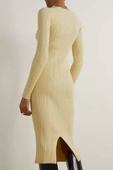 LVIR платье миди в рубчик с вырезами, желтый