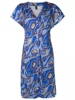 Lygia & Nanny платье с запахом и графичным принтом, синий