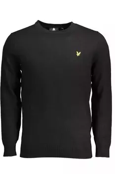 Lyle & Scott Элегантный мужской свитер из смеси хлопка и шерсти с длинными рукавами, черный
