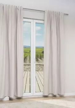 Lysel - Плотная декоративная штора Thermoka #1W размерами (Ш х В): 135см х 245см в светло-бежевом/бежевом цвете, бежевый