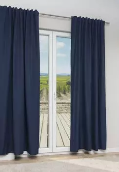 Lysel - плотная декоративная штора Thermoka #1W размерами (Ш х В): 135см х 245см в темно-синем/синем цвете, синий