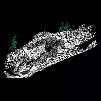 Лыжи — мужская футболка с рисунком Word Art LA Pop Art, черный