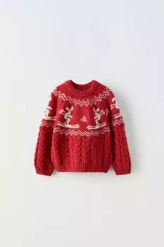 Лыжная коллекция трикотажный свитер ZARA, красный