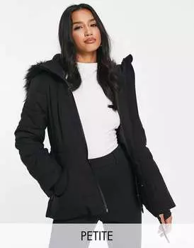 Лыжная куртка ASOS Petite с поясом и капюшоном из искусственного меха