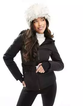 Лыжная куртка ASOS с поясом и капюшоном из искусственного меха