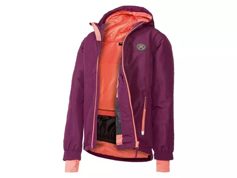 Лыжная куртка для девочек Crivit со светоотражающими деталями, винный красный