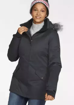 Лыжная куртка Polarino с капюшоном, защитой от снега и ветрозащитными манжетами, черный