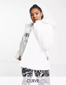 Лыжная куртка с поясом и капюшоном из искусственного меха ASOS 4505 Curve