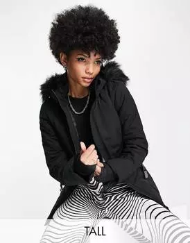 Лыжная куртка с поясом и капюшоном из искусственного меха ASOS 4505 Tall