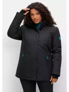 Лыжная куртка Sheego "Большие размеры", с капюшоном, водонепроницаемая, ветронепроницаемая, дышащая, черный