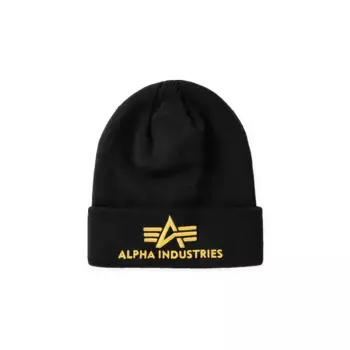 Лыжная шапка Alpha Industries "Аксессуары Alpha Industries - Головной убор 3D шапочка", цвет Black/Yellow Gold