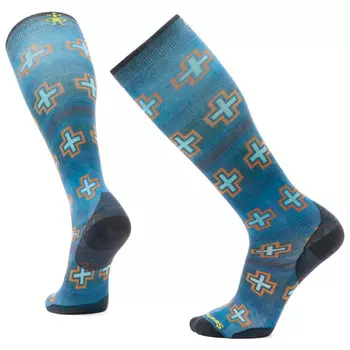Лыжные носки Smartwool Ski Zero Cushion Paths Crossed Print OTC Socks, цвет Deep Navy