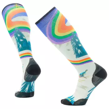 Лыжные носки Smartwool Ski Zero Cushion Rainbow Trails Print OTC Socks, цвет Laguna Blue