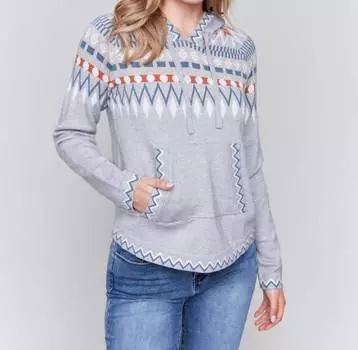 Лыжный свитер с капюшоном Plush Knit в сером цвете Multi CHARLIE B