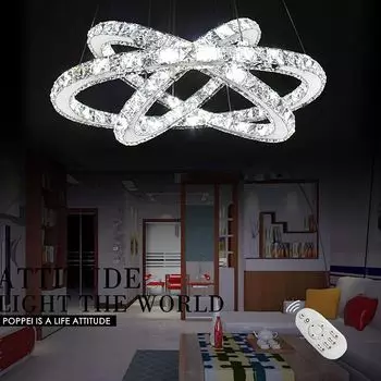 LZQ 72W LED Crystal Design Подвесной светильник Потолочный светильник Потолочный светильник Подвесной светильник Креативная люстра Три кольца Люстра с регулируемой яркостью [класс энергопотребления A++], серебро