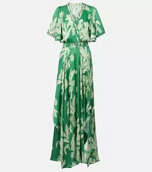 Mabelle атласное макси-платье Poupette St Barth, Green Victoria