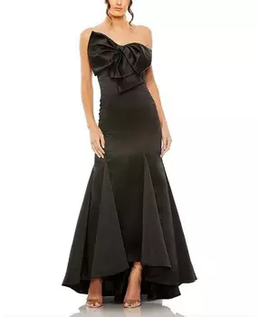 Mac Duggal Эффектное платье русалки без бретелек с бантом, черный