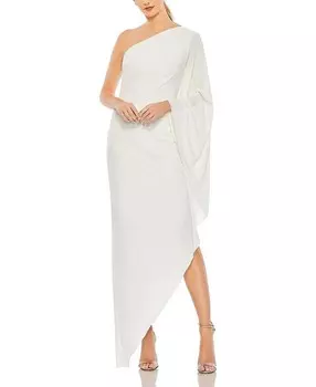 Mac Duggal Струящееся платье на одно плечо с асимметричным подолом, слоновая кость/кремовый