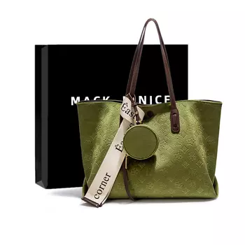 MACKJANICE Сумка-шоппер из искусственной полиуретановой кожи, сумка для покупок, сумка на плечо, унисекс, цвет авокадо-зеленый