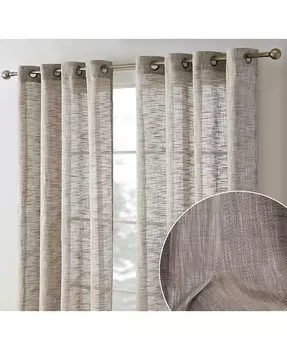 Мэдисон Текстурированный искусственный лен Полупрозрачная конфиденциальность Фильтрация солнечного света Прозрачная оконная втулка Длинные толстые шторы Драпировочные панели для спальни и гостиной, 2 панели HLC.me, бежевый