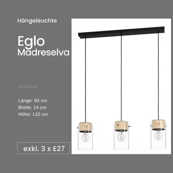 MADRESELVA подвесной светло-черный, коричневый, прозрачный E27 3X28W Д:119см Ш:14см В:110см с регулируемой яркостью EGLO