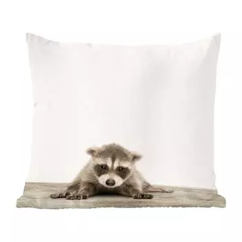Магазин анималистической печати MuchoWow - детский сад с принтом енота - 60x60 см - чехол на подушку - хлопчатобумажная ткань - декоративные чехлы на подушки, мультиколор