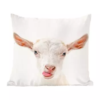 Магазин анималистической печати MuchoWow - коза - детский сад с портретным животным принтом - 60x60 см - чехол на подушку - хлопчатобумажная ткань - декоративные чехлы на подушки