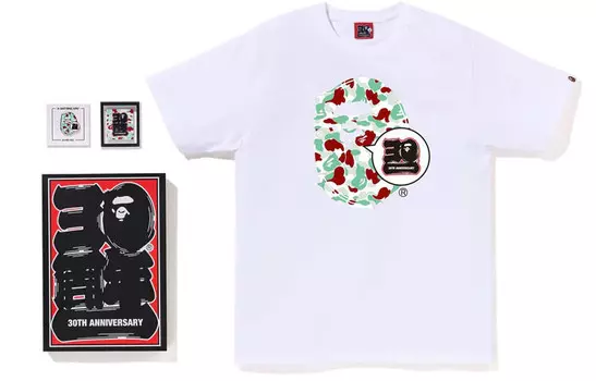 Магазин BAPE Sendai Bape 30th Anniversary Ape Head Tee Set A Bathing Ape, белый