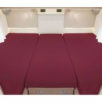 Магазин постельных принадлежностей Дом на колесах-фургон Задняя кровать Комплект постельного белья из 3 предметов: 2 продольные кровати + средняя часть бордового цвета Bettwaren-Shop