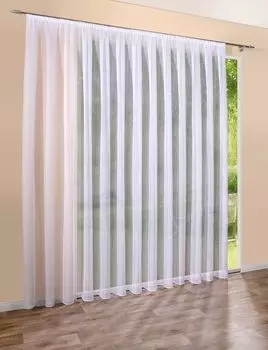 Магазины штор 300x225 полоски для штор с рюшами и свинцовой лентой, вуаль, прозрачная DecoHome24, белый