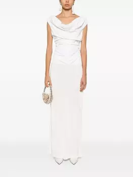 Magda Butrym блузка с открытыми плечами и драпировкой, белый