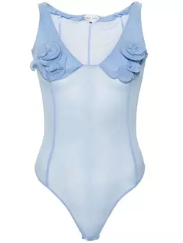 Magda Butrym боди-корсет с цветочной аппликацией, синий