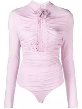 Magda Butrym боди с вырезом и сборками, фиолетовый