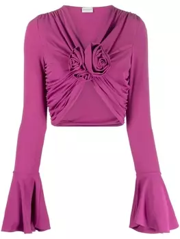 Magda Butrym cropped floral-appliqu top, фиолетовый